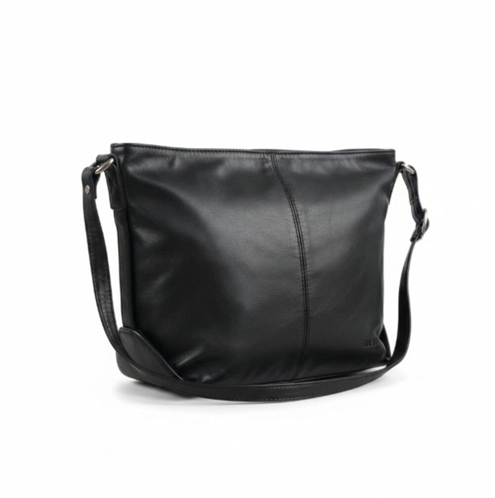 S.A.S. Genuine Leather Crossbody Bag Black Slouchy Everyday Timeless Made In USA